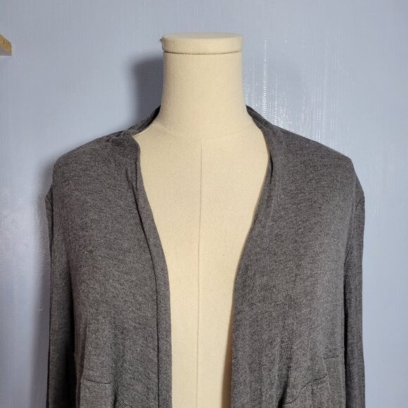 Attention Extra Large Slate Gray Lightweight Longsleeve Open Waterfall Cardigan - Picture 2 of 10